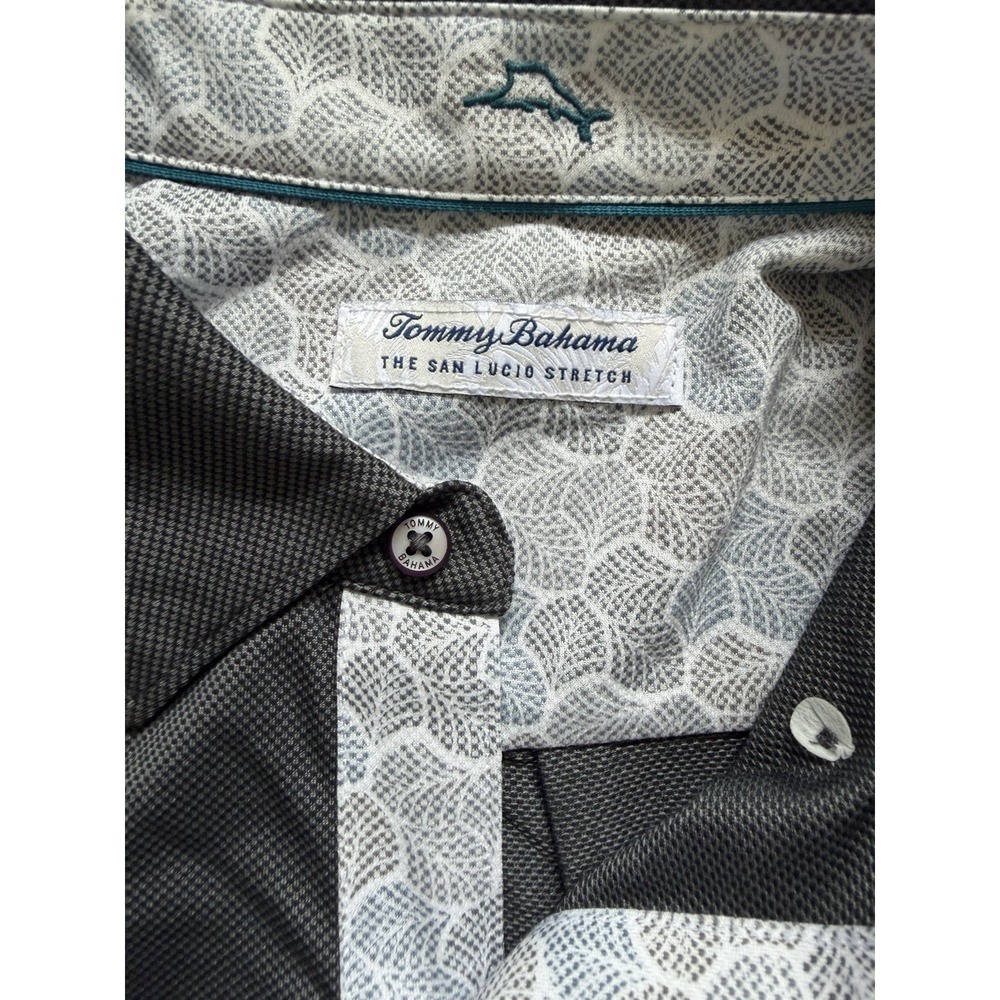 Tommy Bahama San Lucio Stretch Grey New Medium M Short Sleeve Button Up - Picture 6 of 9